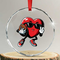Valentines Day Heart Playing Football Crystal Glass Ornament Cute Gift for Sports Lovers - Wonder Print Shop