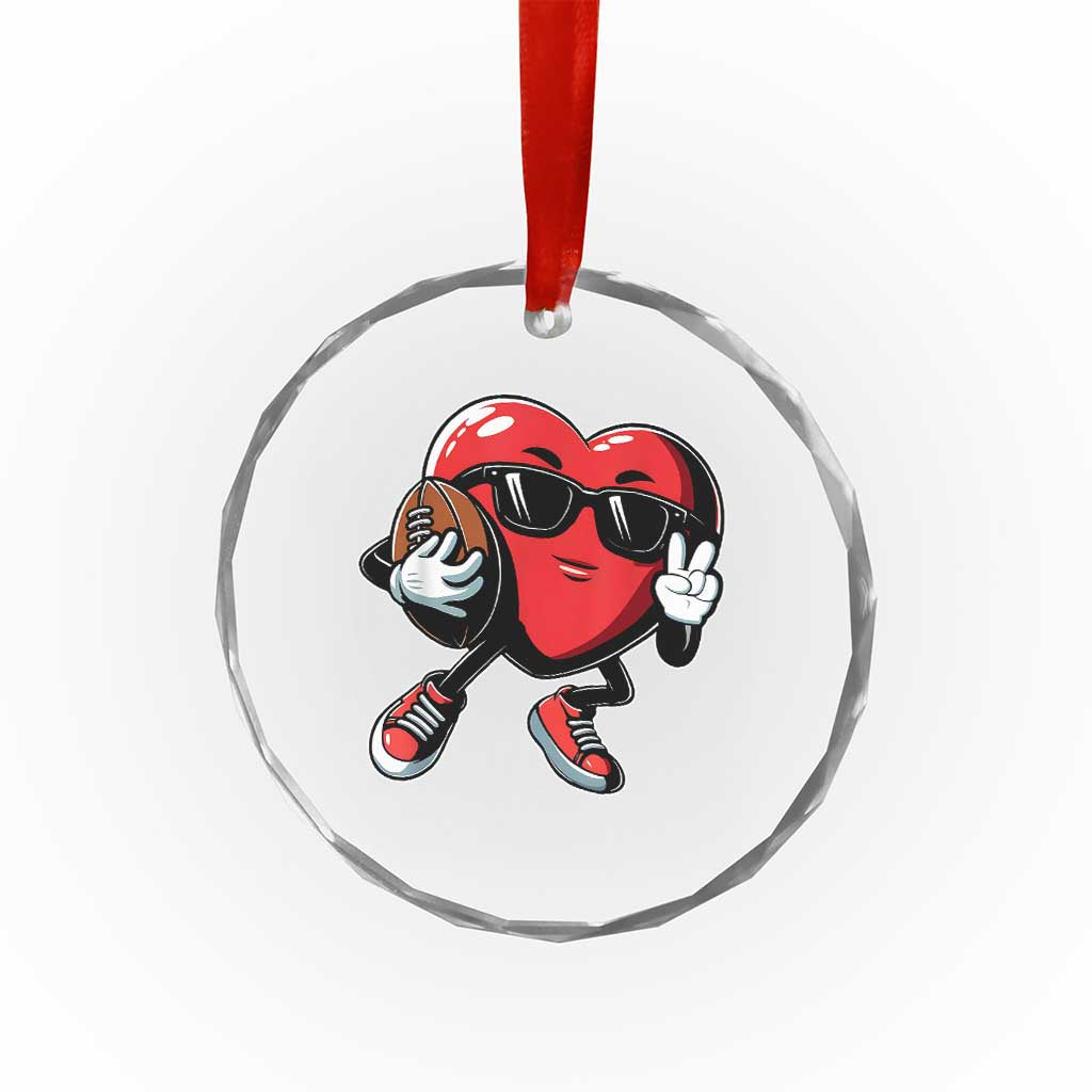 Valentines Day Heart Playing Football Crystal Glass Ornament Cute Gift for Sports Lovers - Wonder Print Shop
