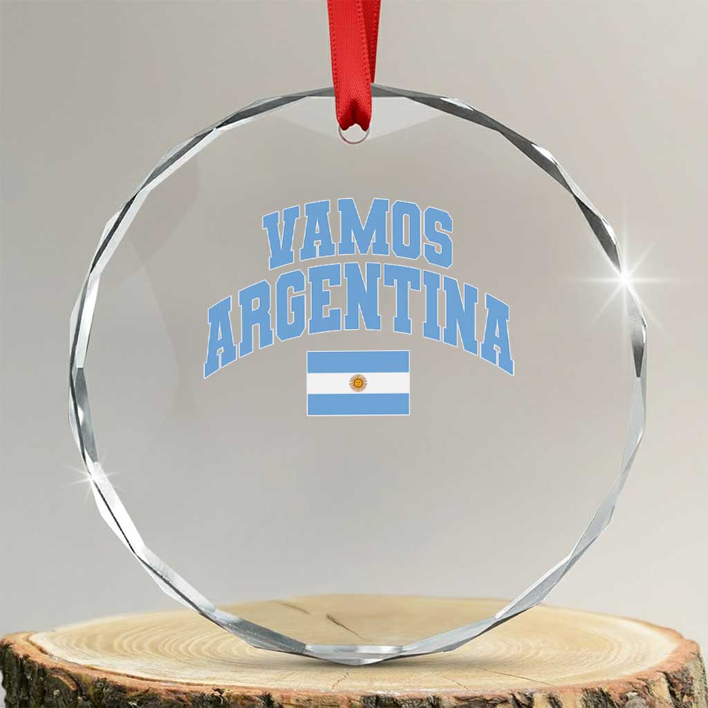 Vamos Argentina Football Throwback Design Crystal Glass Ornament Vintage Argentinian Flag