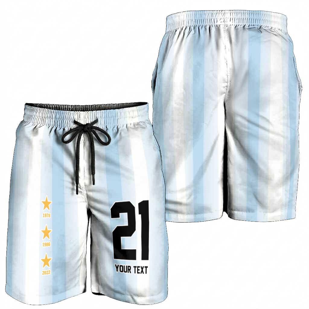 Vamos Argentina WC26 Custom Shorts for Men Vamos Argentina History Champions Blue - Wonder Print Shop