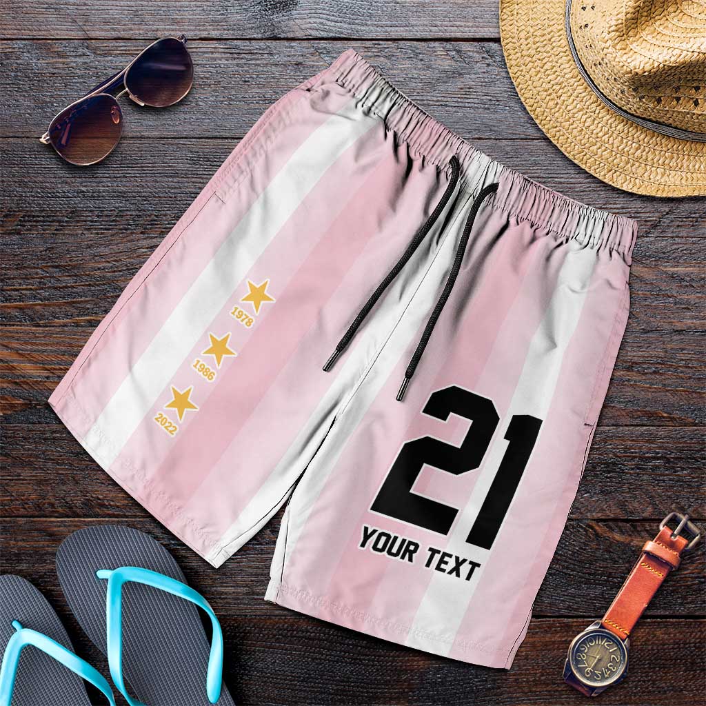 Vamos Argentina WC26 Custom Shorts for Men Vamos Argentina History Champions Pink - Wonder Print Shop