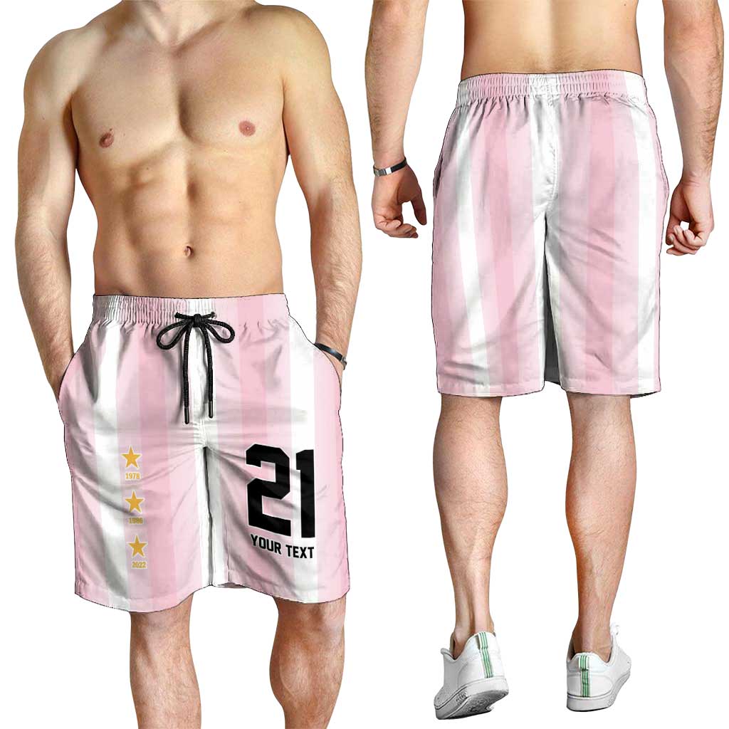 Vamos Argentina WC26 Custom Shorts for Men Vamos Argentina History Champions Pink - Wonder Print Shop