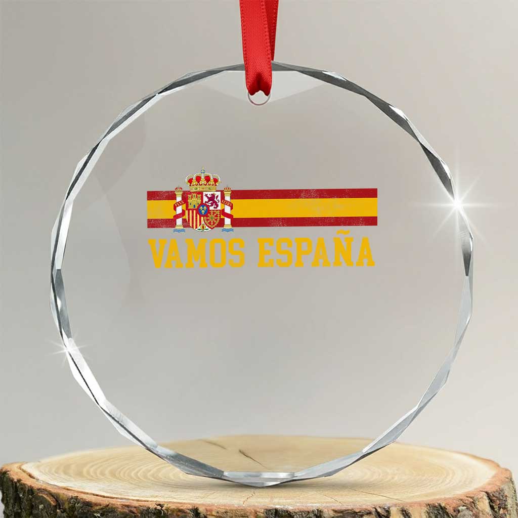 Vamos Espana Spainish Flag Vintage Spain Coat of Arms Crystal Glass Ornament