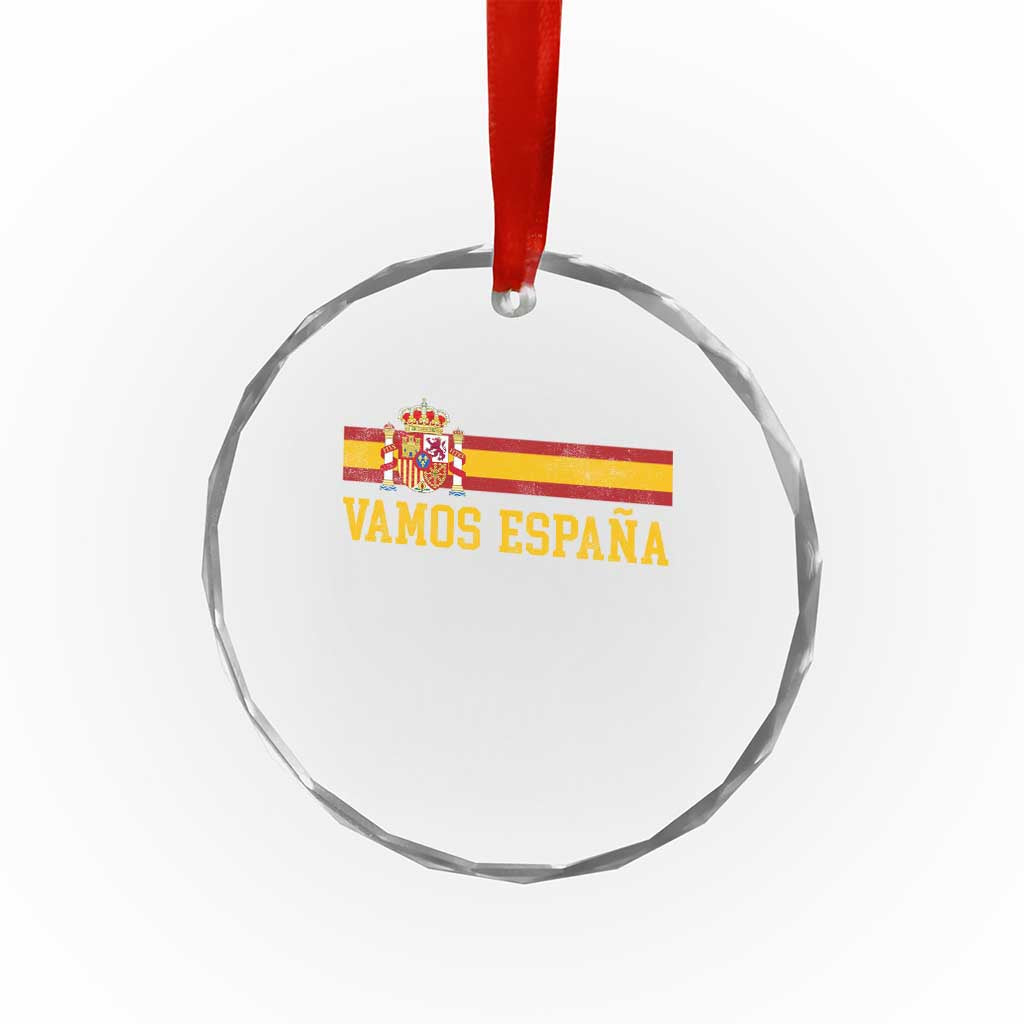Vamos Espana Spainish Flag Vintage Spain Coat of Arms Crystal Glass Ornament