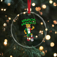 Vamos Mexico Fierce Leopard Crystal Glass Ornament Soccer 2026 Fan Gift