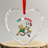 Vamos Mexico Fierce Leopard Soccer 2026 Heart Crystal Glass Ornament Mexican Fan Gift