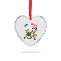 Vamos Mexico Fierce Leopard Soccer 2026 Heart Crystal Glass Ornament Mexican Fan Gift