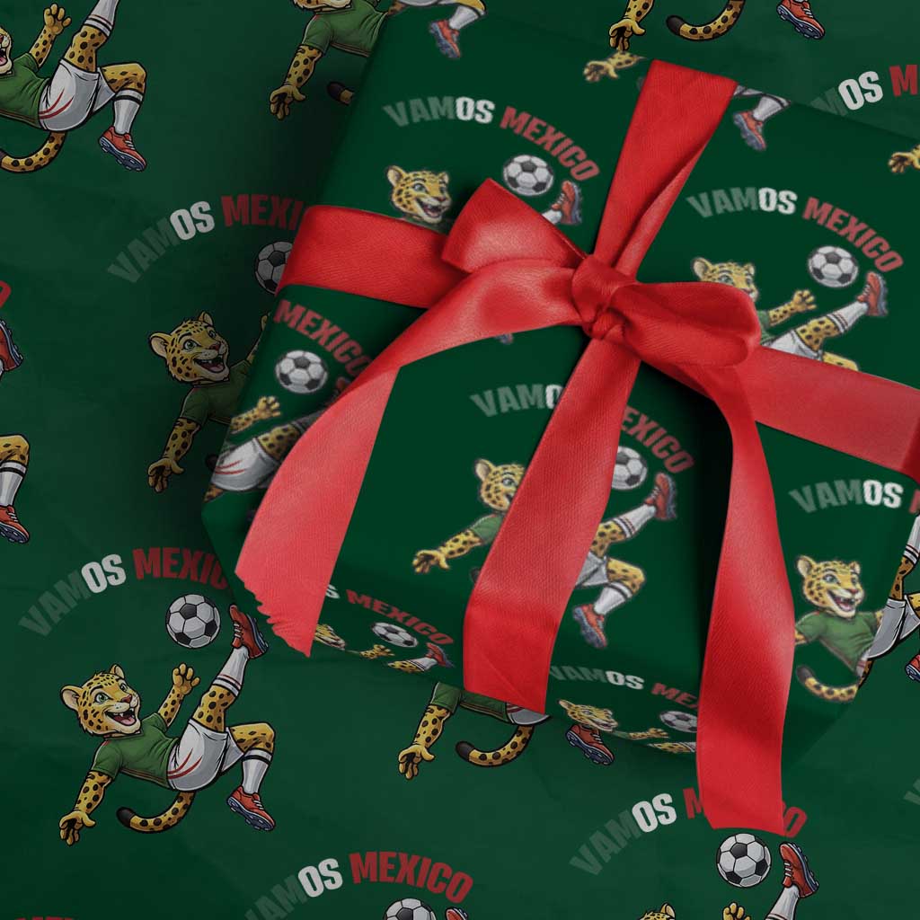 Vamos Mexico Fierce Leopard Soccer 2026 Wrapping Paper Roll Mexican Fan Gift