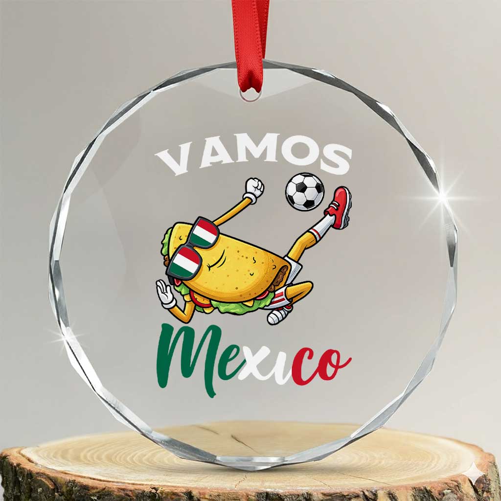 Vamos Mexico Taco Playing Soccer Crystal Glass Ornament Mexican Fan Gift