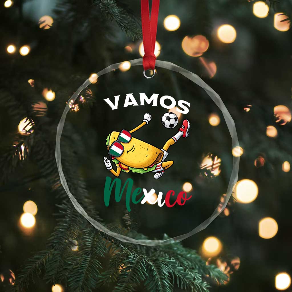 Vamos Mexico Taco Playing Soccer Crystal Glass Ornament Mexican Fan Gift