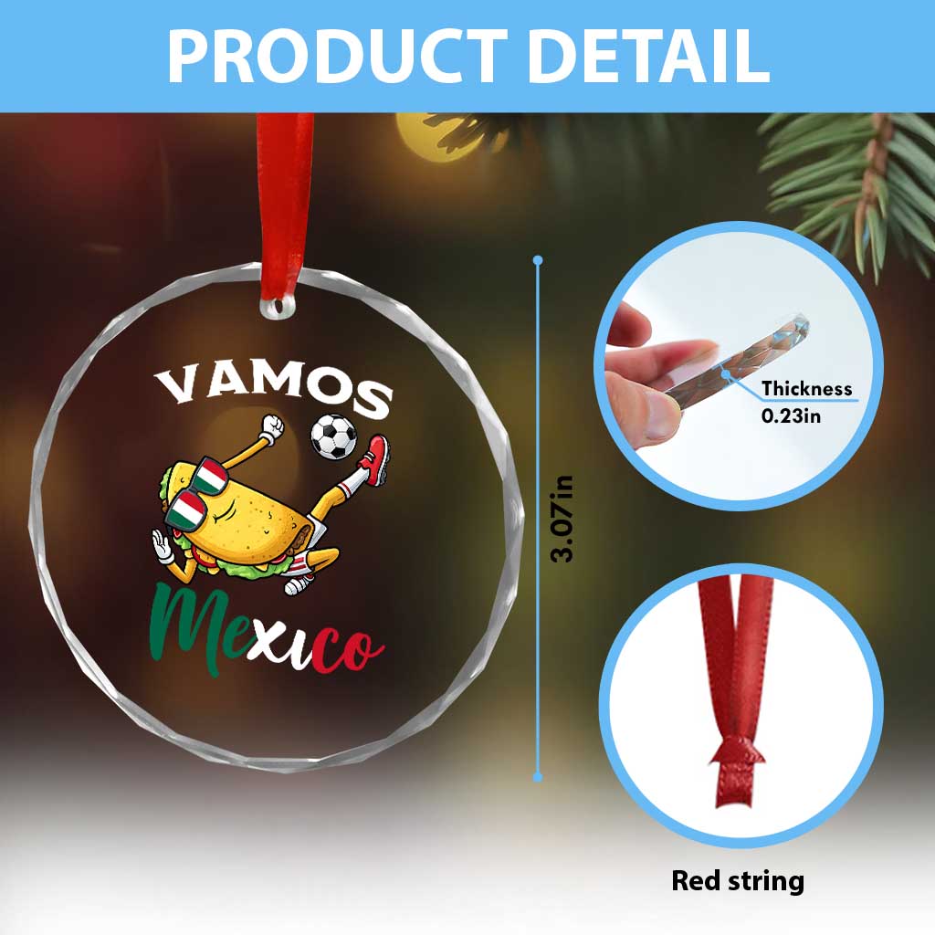 Vamos Mexico Taco Playing Soccer Crystal Glass Ornament Mexican Fan Gift