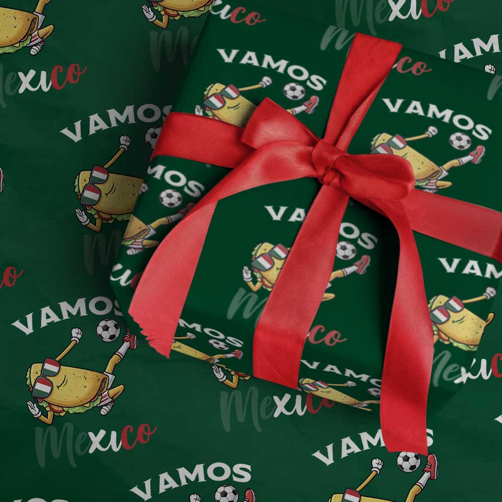 Vamos Mexico Taco Playing Soccer Wrapping Paper Roll Mexican Fan Gift