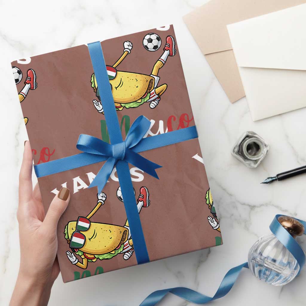 Vamos Mexico Taco Playing Soccer Wrapping Paper Roll Mexican Fan Gift