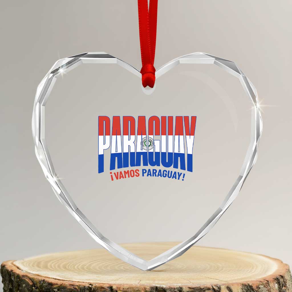 Vamos Paraguay Long Live Soccer Cheer Heart Crystal Glass Ornament Patriotic Paraguaya Futbol Football Fans Pride