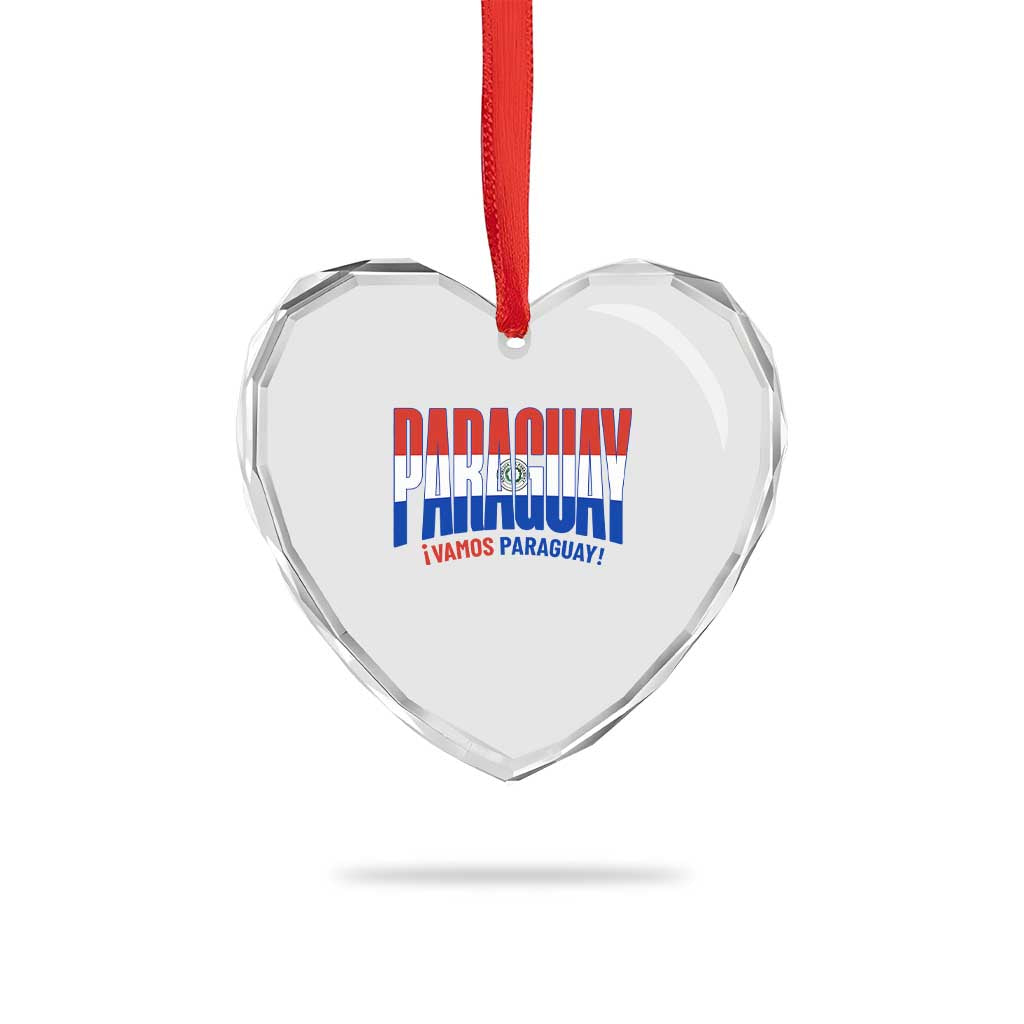 Vamos Paraguay Long Live Soccer Cheer Heart Crystal Glass Ornament Patriotic Paraguaya Futbol Football Fans Pride