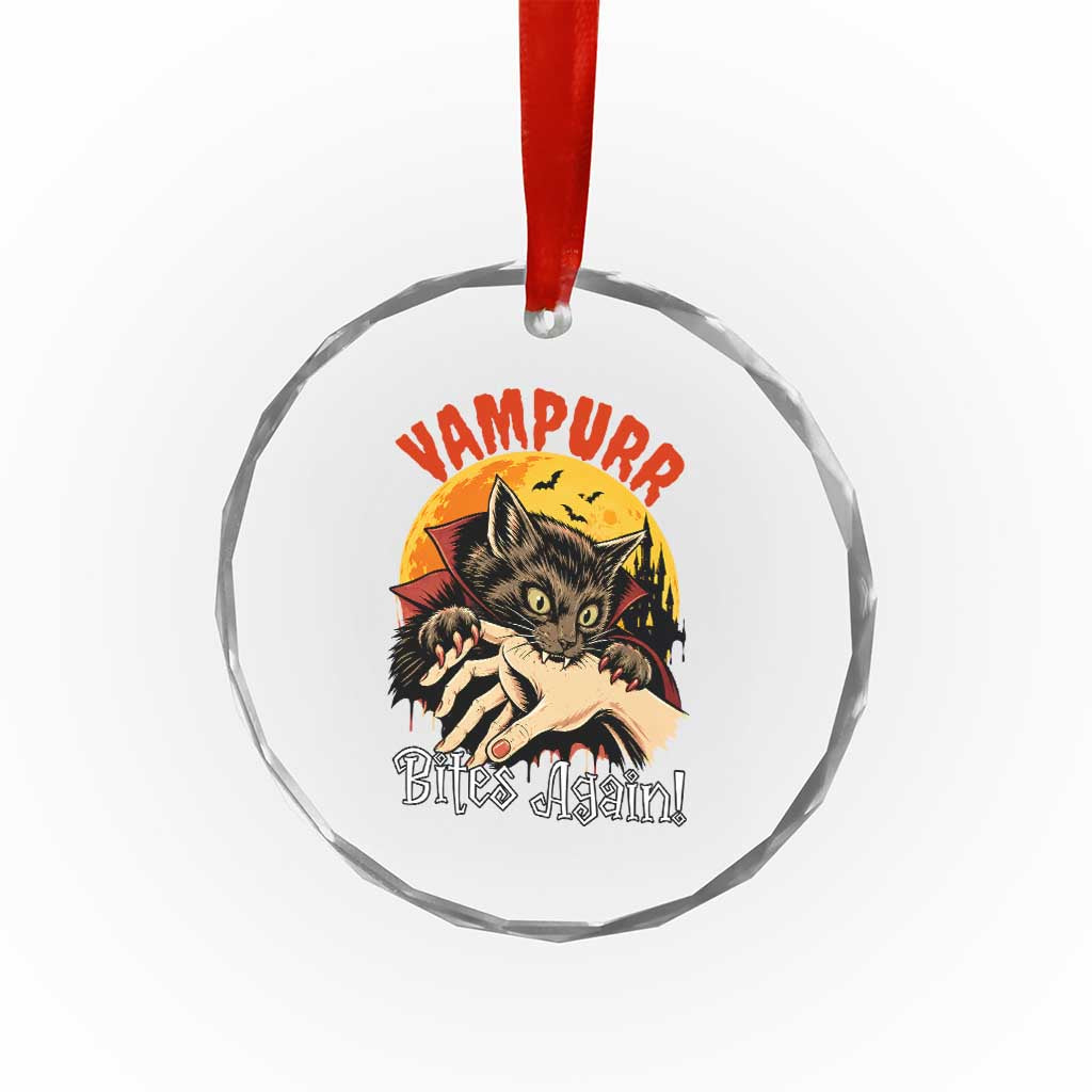 Vampurr Bites Again Crystal Glass Ornament Funny Vampire Cat Halloween Horror