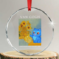 Van Gogh Kpop Fan Crystal Glass Ornament Blue Tiger Vintage Art Sunflower Cat