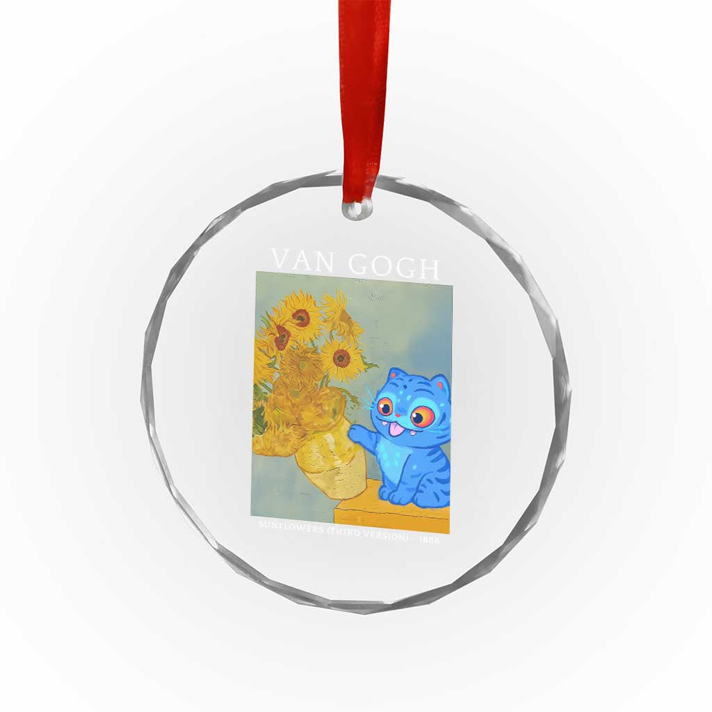 Van Gogh Kpop Fan Crystal Glass Ornament Blue Tiger Vintage Art Sunflower Cat