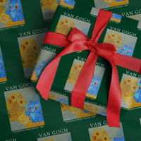 Van Gogh Kpop Fan Wrapping Paper Roll Blue Tiger Vintage Art Sunflower Cat