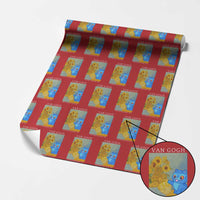 Van Gogh Kpop Fan Wrapping Paper Roll Blue Tiger Vintage Art Sunflower Cat