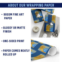 Van Gogh Kpop Fan Wrapping Paper Roll Blue Tiger Vintage Art Sunflower Cat