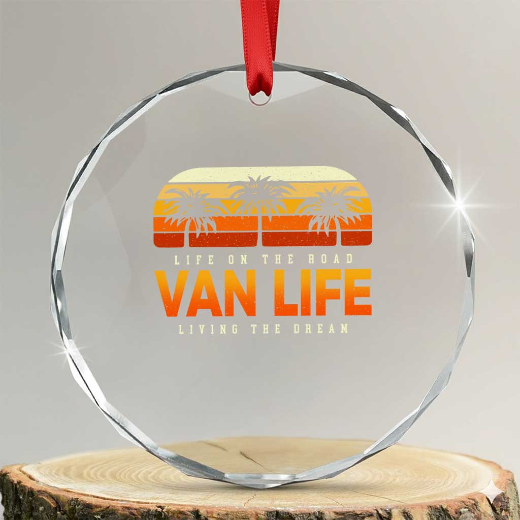 Van Life Crystal Glass Ornament Retro Camping RV Motorhome Travel Vacation Gift - Wonder Print Shop
