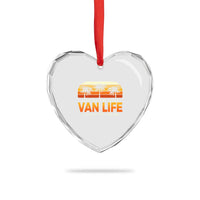 Van Life Heart Crystal Glass Ornament Retro Camping RV Motorhome Travel Vacation Gift - Wonder Print Shop