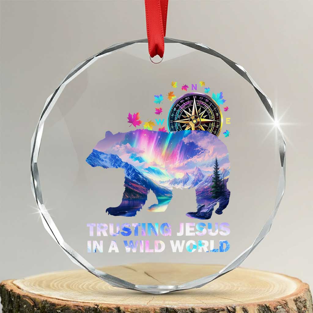 VBS 2025 Adventure Bear Crystal Glass Ornament Trusting Jesus In A Wild World Northen Lights - Wonder Print Shop