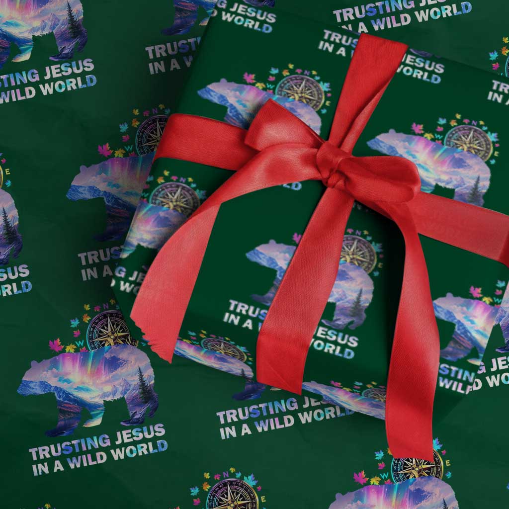 VBS 2025 Adventure Bear Wrapping Paper Roll Trusting Jesus In A Wild World Northen Lights - Wonder Print Shop