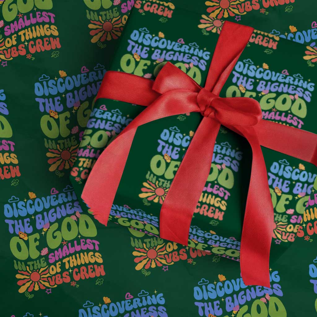 VBS 2025 Wrapping Paper Roll Discovering The Bigness Of God In The Smallest Of Things Retro Groovy - Wonder Print Shop