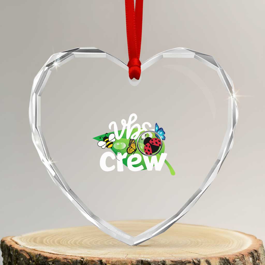 VBS Crew 2025 Heart Crystal Glass Ornament Magnified Smallest Insects Adventure Vacation Bible School Squad - Wonder Print Shop