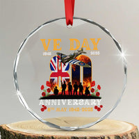VE Day 80th Anniversary Crystal Glass Ornament 2025 Celebration Union Flag WWII Remembrance - Wonder Print Shop
