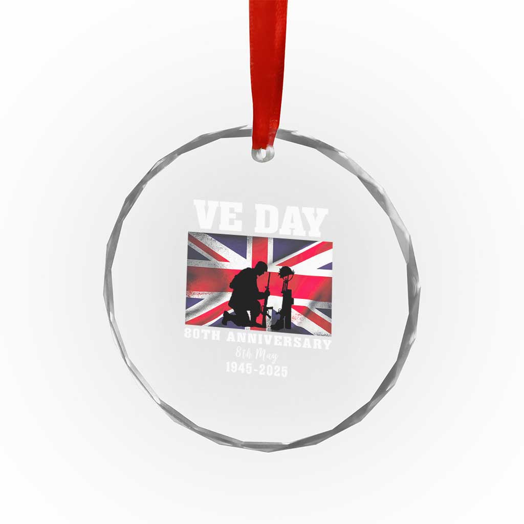 VE Day 80th Anniversary Crystal Glass Ornament Victory in Europe Union Flag WWII Remembrance - Wonder Print Shop