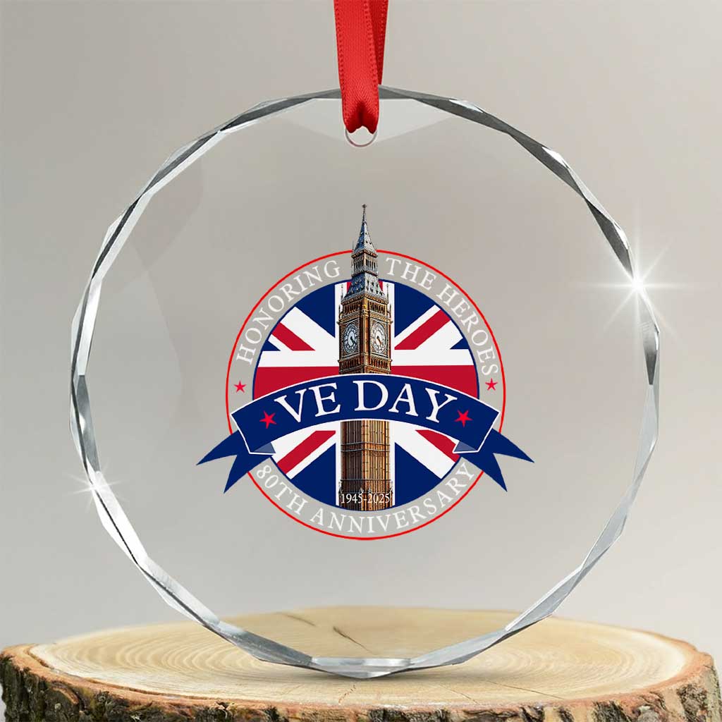 VE Day 80th Anniversary Crystal Glass Ornament WWII Remembrance 2025 Celebrations London - Wonder Print Shop