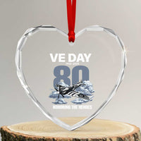 VE Day 80th Anniversary Heart Crystal Glass Ornament 2025 Celebration WWII Remembrance Retro - Wonder Print Shop