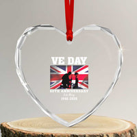 VE Day 80th Anniversary Heart Crystal Glass Ornament Victory in Europe Union Flag WWII Remembrance - Wonder Print Shop