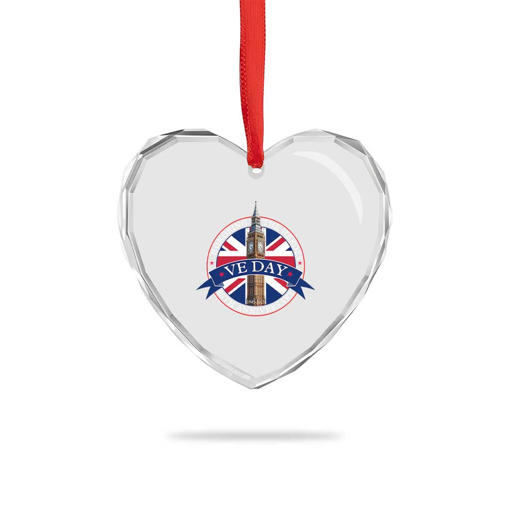 VE Day 80th Anniversary Heart Crystal Glass Ornament WWII Remembrance 2025 Celebrations London - Wonder Print Shop