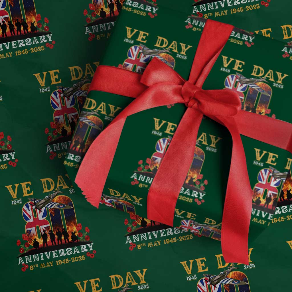 VE Day 80th Anniversary Wrapping Paper Roll 2025 Celebration Union Flag WWII Remembrance - Wonder Print Shop