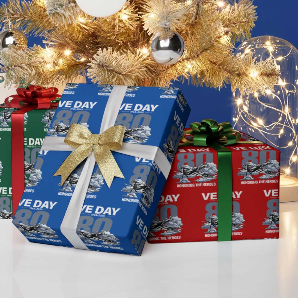 VE Day 80th Anniversary Wrapping Paper Roll 2025 Celebration WWII Remembrance Retro - Wonder Print Shop