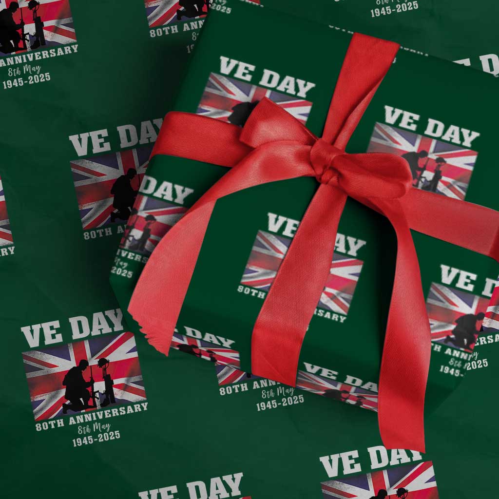 VE Day 80th Anniversary Wrapping Paper Roll Victory in Europe Union Flag WWII Remembrance - Wonder Print Shop