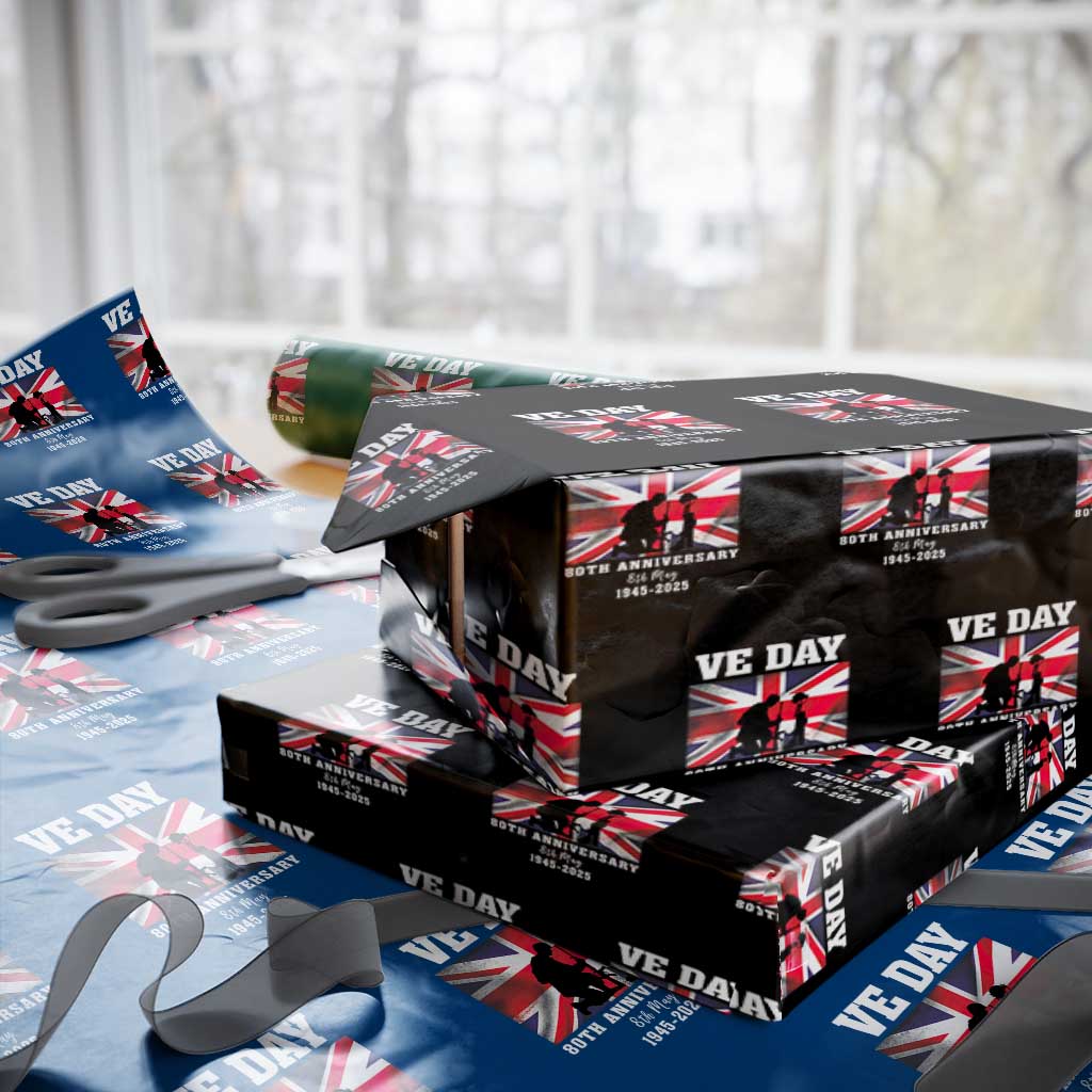 VE Day 80th Anniversary Wrapping Paper Roll Victory in Europe Union Flag WWII Remembrance - Wonder Print Shop