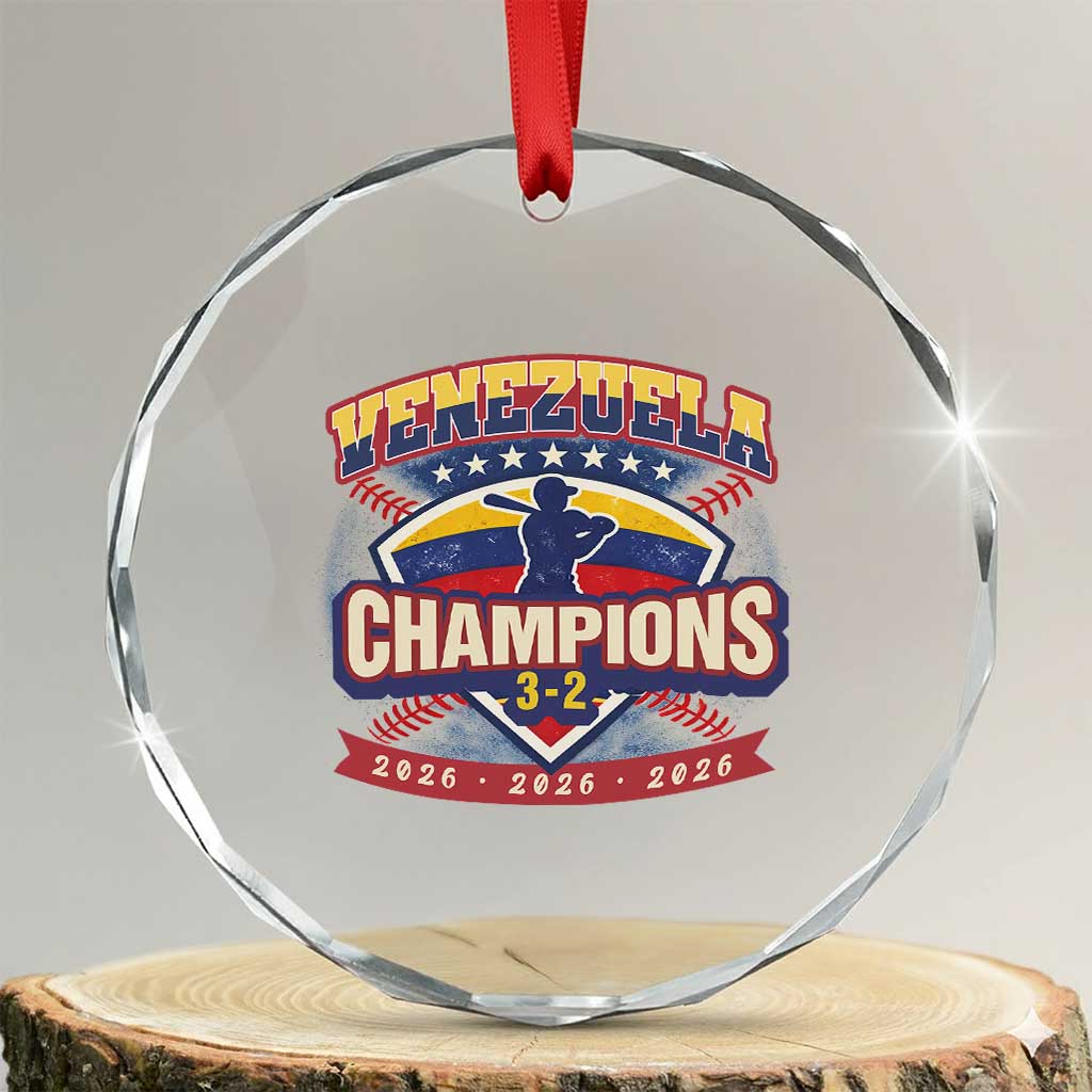 Venezuela 2026 Champions Crystal Glass Ornament Baseball Fan Pride