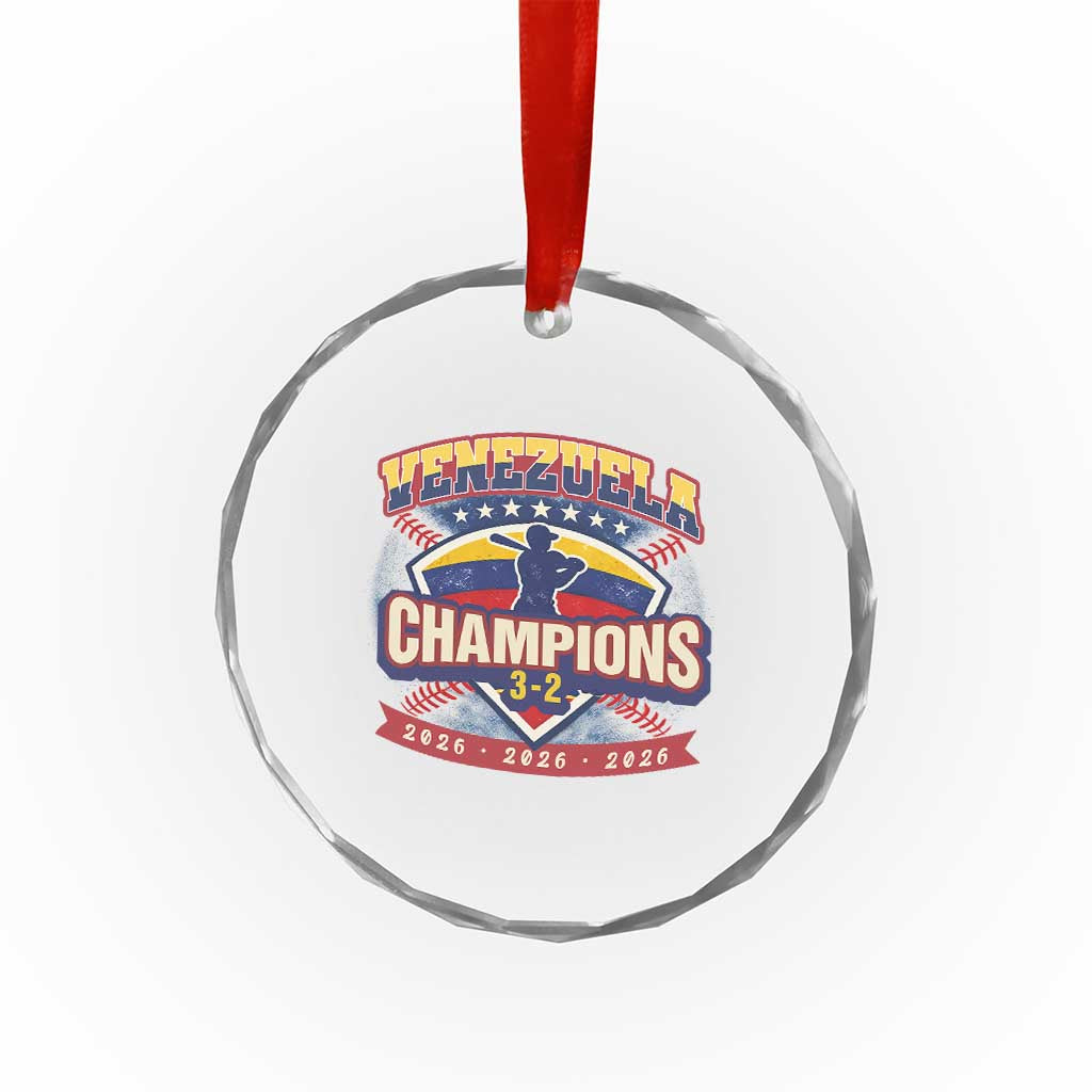 Venezuela 2026 Champions Crystal Glass Ornament Baseball Fan Pride