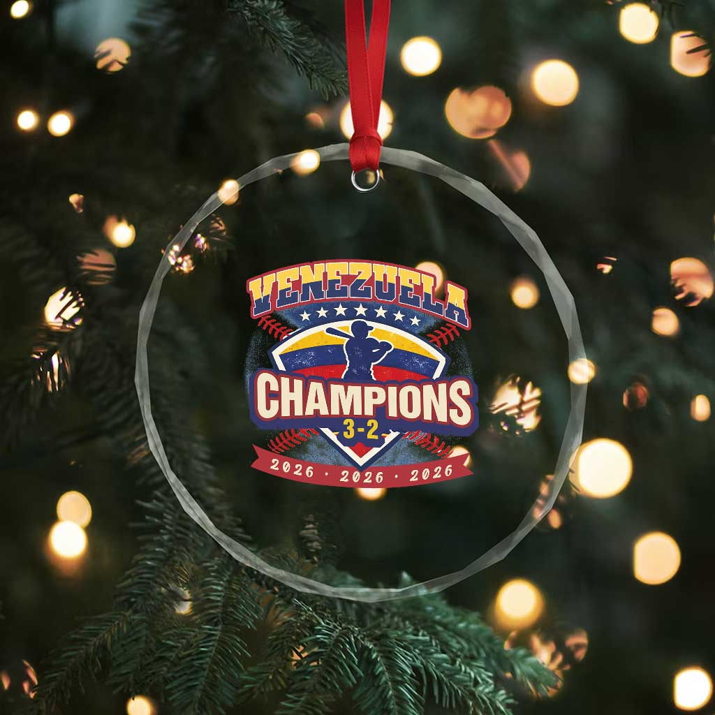 Venezuela 2026 Champions Crystal Glass Ornament Baseball Fan Pride