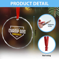 Venezuela 2026 Champions Crystal Glass Ornament Baseball Venezuelan Pride