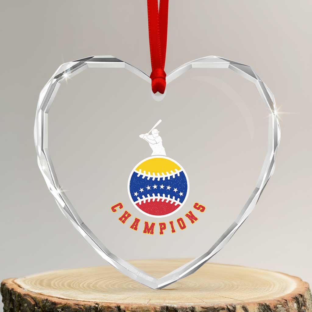 Venezuela 2026 Champions Heart Crystal Glass Ornament Baseball Gift For Sport Lover
