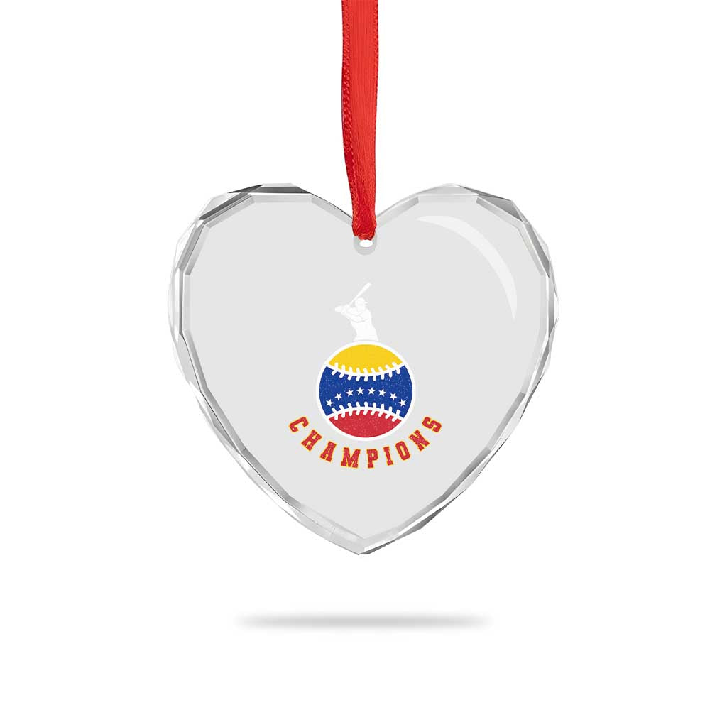 Venezuela 2026 Champions Heart Crystal Glass Ornament Baseball Gift For Sport Lover