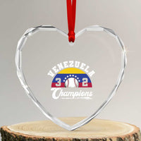 Venezuela 2026 Champions Heart Crystal Glass Ornament Baseball Patriotic Pride
