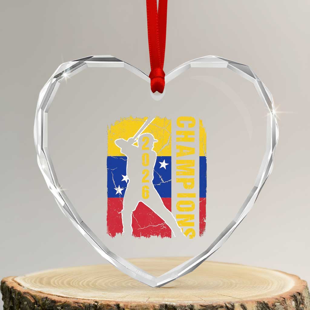 Venezuela 2026 Champions Heart Crystal Glass Ornament Baseball Vinotinto Pride Gift