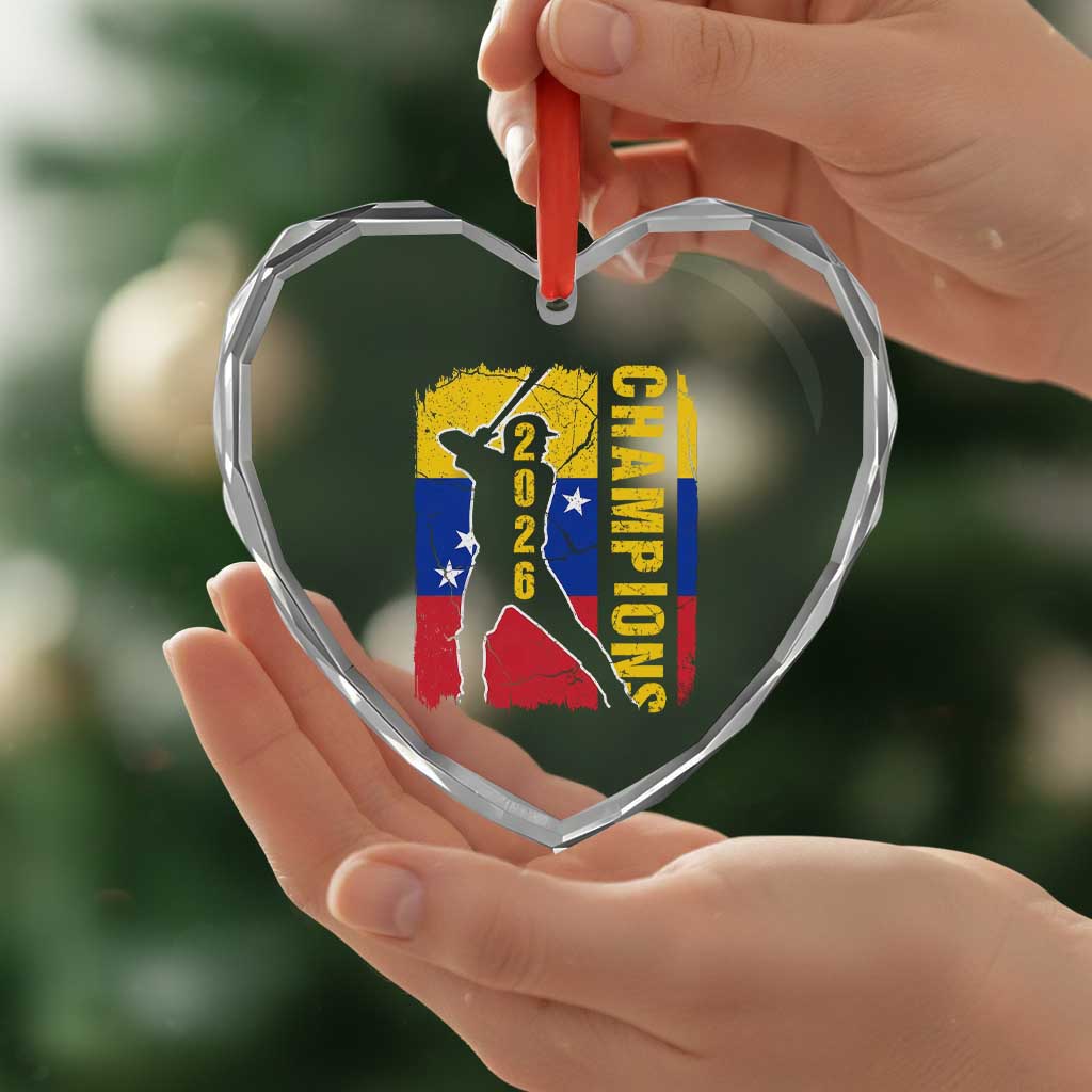 Venezuela 2026 Champions Heart Crystal Glass Ornament Baseball Vinotinto Pride Gift